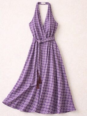 Adrianna Papell Purple Floral Halter Midi Dress NWT Size 14 Wedding Guest